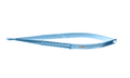 RUMEX Barraquer Needle Holder, 8.00 mm Extra Fine Jaws, Curved, with Lock, Small Size, Length 100 mm, Titanium