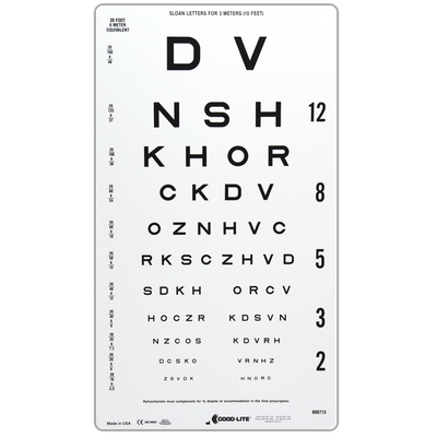 SLOAN LETTER LINEAR-SPACED DISTANCE CHART