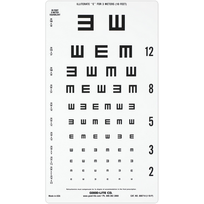 TUMBLING E WIDE-SPACED DISTANCE CHART