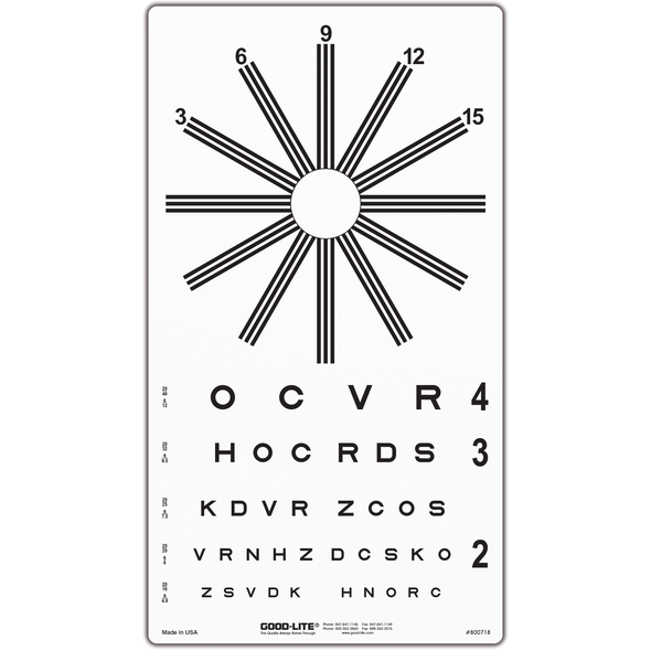 COMBINATION SLOAN LETTER & ASTIGMATIC WHEEL CHART