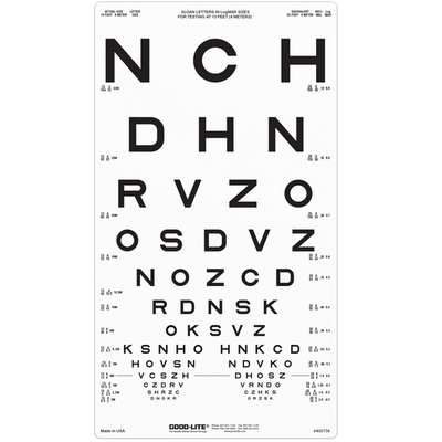 SLOAN LETTER PROPORTIONALLY SPACED DISTANCE CHART