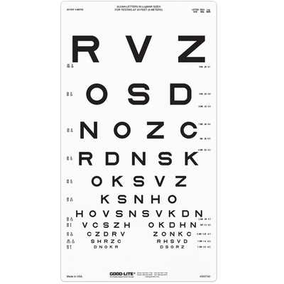 SLOAN LETTER PROPORTIONALLY SPACED DISTANCE CHARTS