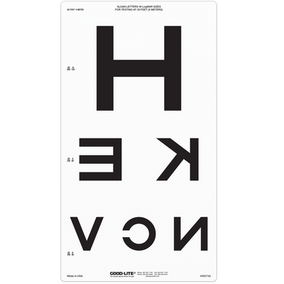 LOW VISION REVERSED SLOAN LETTER CHART