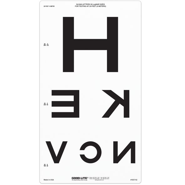 LOW VISION REVERSED SLOAN LETTER CHART