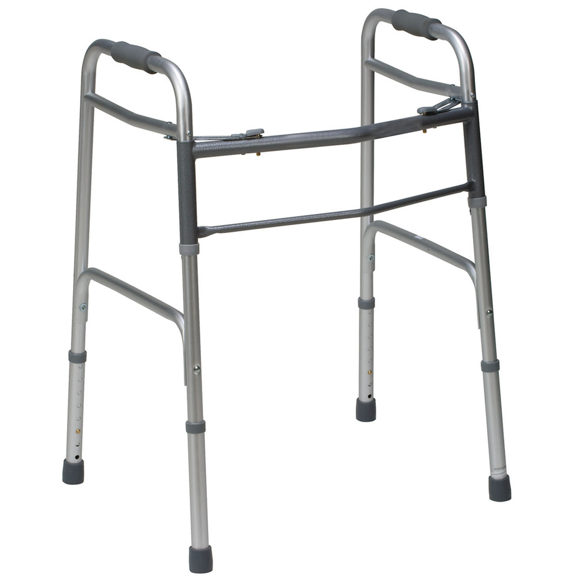 DMI Bariatric Two-Button Release Aluminum Folding Walker, Silver/Gray - 802-1079-0600