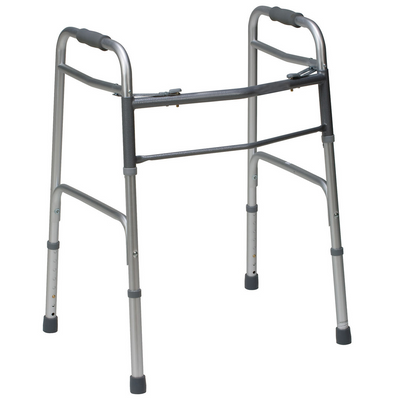 DMI Bariatric Two-Button Release Aluminum Folding Walker, Silver/Gray - 802-1079-0600