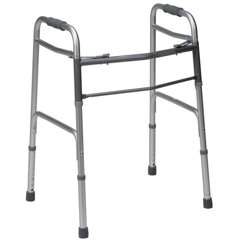 DMI Bariatric Two-Button Release Aluminum Folding Walker, Silver/Gray - 802-1079-0600