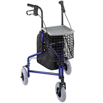 DMI 3-Wheel Folding Aluminum Rollator Walker, Royal Blue - 802-2014-2100