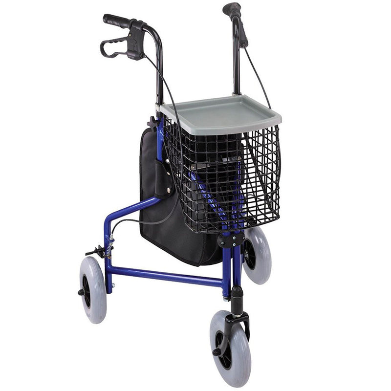 DMI 3-Wheel Folding Aluminum Rollator Walker, Royal Blue - 802-2014-2100