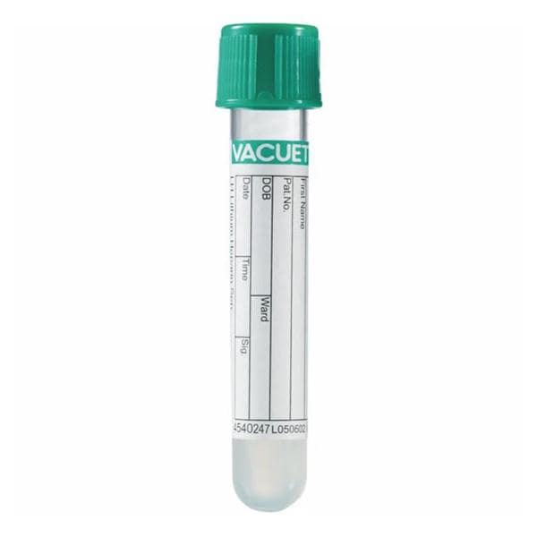 Greiner Vacuette Tube Venous Blood Collection Vacuette 3mL 13x75mm Plstc Lthm Hep Grn/Ylw 50/Pk, 24 PK/CA - 454247P