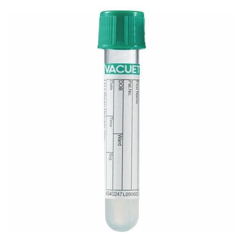 Greiner Vacuette Tube Venous Blood Collection Vacuette 3mL 13x75mm Plstc Lthm Hep Grn/Ylw 50/Pk, 24 PK/CA - 454247P