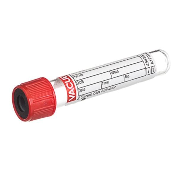 Greiner Vacuette Tube Ven BC Vacuette 4mL 13x75 Plstc Z Srm Clt Actvtr Rd/Blk 50/Pk, 24 PK/CA - 454204