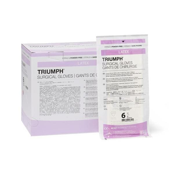 Medline Industries Inc Gloves Surgical Triumph Powder-Free Latex 6 Sterile White 50/Bx, 4 BX/CA - MSG2260
