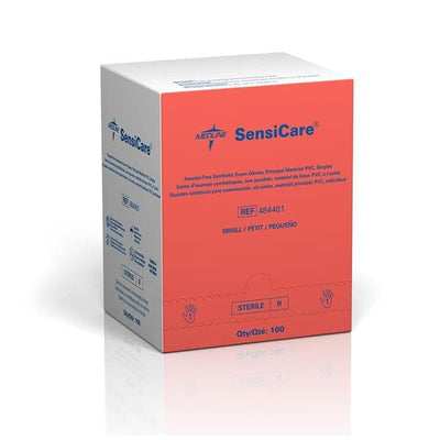 Medline Industries Inc Gloves Exam SensiCare Powder-Free Vinyl Latex-Free Small Sterile Beige 100/Bx, 4 BX/CA - 484401