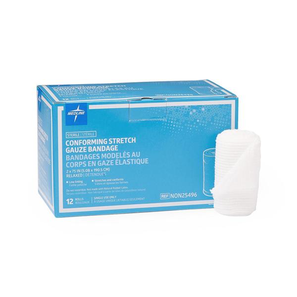 Medline Industries Inc Bandage Sof-Form 2x75" Gauze Rayon Polyester Blend LF Sterile 12/Bx, 8 BX/CA - NON25496