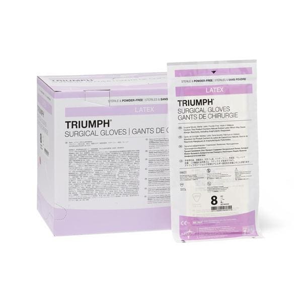 Medline Industries Inc Gloves Surgical Triumph Powder-Free Latex 8 Sterile White 50/Bx, 4 BX/CA - MSG2280