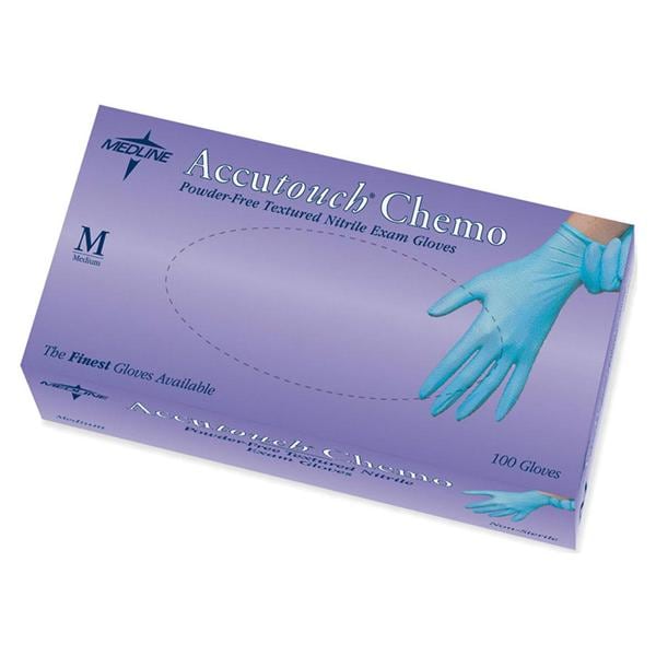 Medline Industries Inc Gloves Exam Accutouch Chemo Chemo Approved Powder-Free Nitrile LF Md Blue 100/Bx, 10 BX/CA - MDS192085