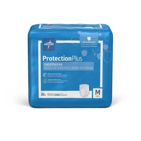 Medline Industries Inc Underwear Protection Plus Adult Unisex Md 28-40" Ultra Odor Control White 80/Ca - MSC33005