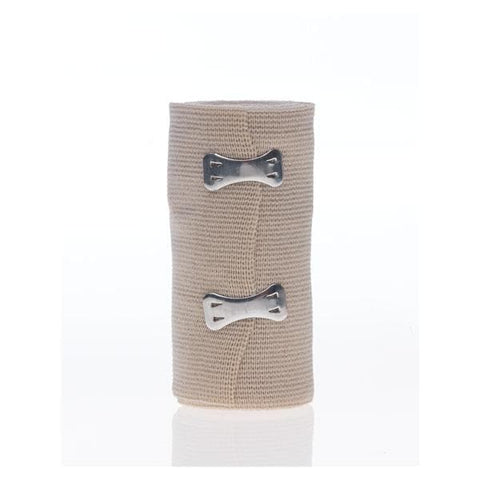 Medline Industries Inc Bandage Sure-Wrap 4"x5yd Compression Elastic Clip Closure Beige LF NS 10/Bx, 5 BX/CA - MDS055004