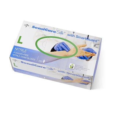Medline Industries Inc Gloves Exam SensiCare Silk PF Nitrile Latex-Free 9.5 in Lg Dark Blue 250/Bx, 10 BX/CA - MDS2586