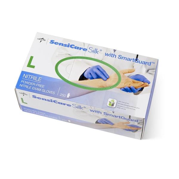Medline Industries Inc Gloves Exam SensiCare Silk PF Nitrile Latex-Free 9.5 in Lg Dark Blue 250/Bx, 10 BX/CA - MDS2586