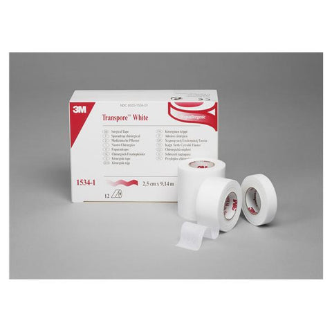 3M Medical Products Tape Surgical Transpore Plastic 2"x10yd Adhesive White 6/Pk, 10 PK/CA - 1534-2