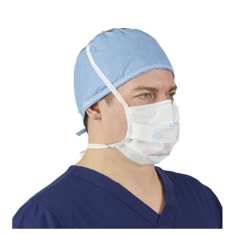 O & M Halyard Mask Tie On FluidShield Anti-Fog ASTM Level 3 Orange 50/Bx, 6 BX/CA - 48207