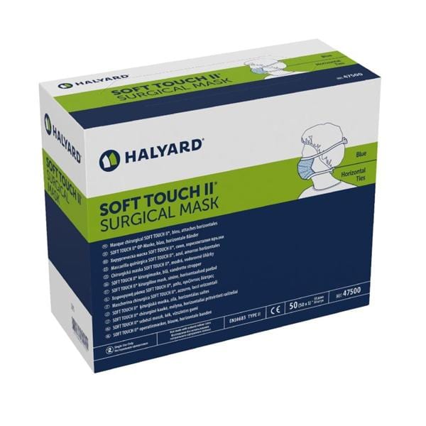 O & M Halyard Mask Surgical Tecnol ASTM Level 1 Pleated Blue 50/Bx, 6 BX/CA - 47500