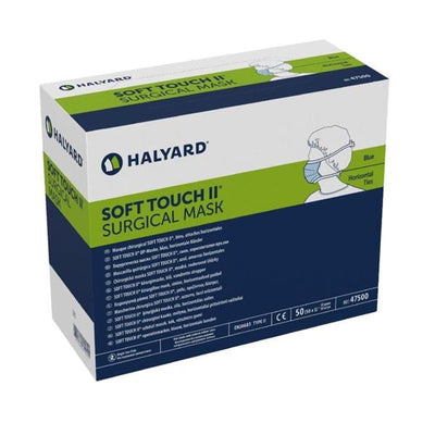 O & M Halyard Mask Surgical Tecnol ASTM Level 1 Pleated Blue 50/Bx, 6 BX/CA - 47500