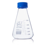 Globe Scientific Erlenmeyer Flask, Globe Glass, Screw Cap