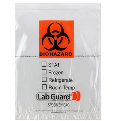 Medegen Medical Products, LLC Specimen Transport Bag Clear/Black/Orange Zip/ Flap Closure With Pouch 100/Bx, 5 BX/CA - 4916