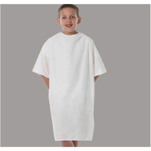 Fashion Seal Gown Patient Polyester Knit Large Unisex White Child Each - 5673-LG