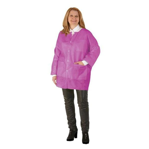 Medicom Lab Jacket Procedure SafeWear Hipster Disposable SMS PP Fbrc Small Ppy Pnk 12/Bg, 5 BG/CA - 8116-A
