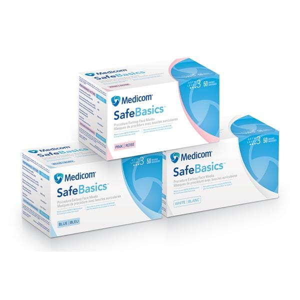 Medicom Mask Procedure SafeBasics ASTM Level 3 Pleated Blue Size 50/Bx, 10 BX/CA - 2151
