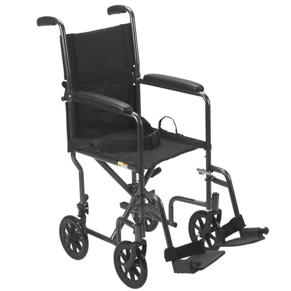 Drive Medical Designs Wheelchair Transport 250lb Capacity Blk/Slvr Vn Swngwy Ftrst Fxd Arms Adult Each - TR39E-SV