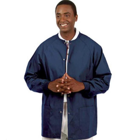 Fashion Seal Jacket Warm-Up 65% Polyester / 35% Cotton Unisex Navy Blue Large 2 Pockets Each - 7696-L