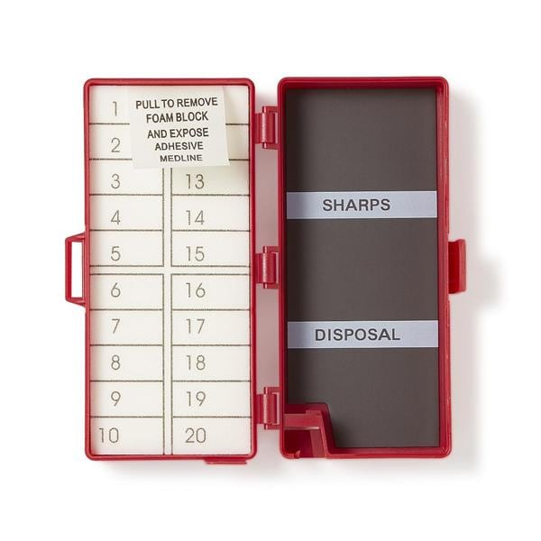Medline Industries Inc Counter Needle Foam Block/Magnet 20 Count Red Sterile 50/Ca - NC20FBR