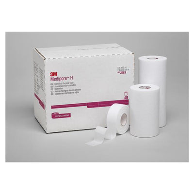 3M Medical Products Tape Surgical Medipore H Soft Cloth/Polyester/Elastic 1"x10yd Adhs White 24/Bx - 2861