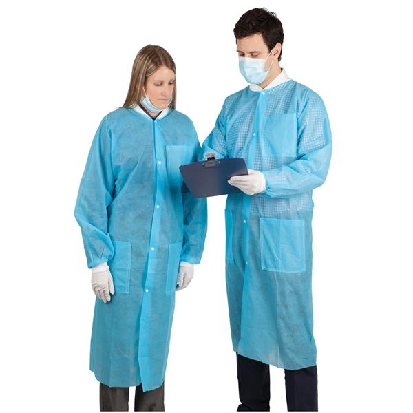 Henry Schein Inc. Lab Coat Protective Disposable Polypropylene Medium Blue 10/Pk, 5 PK/CA - 9004674