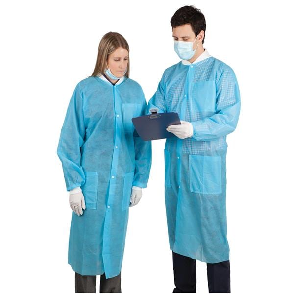 Henry Schein Inc. Lab Coat Protective Disposable Polypropylene X-Large Blue 10/Pk, 5 PK/CA - 9004676
