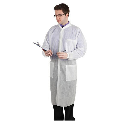 Henry Schein Inc. Gown Lab Disposable Polypropylene Size Medium White 10/Pk, 5 PK/CA - 9007595