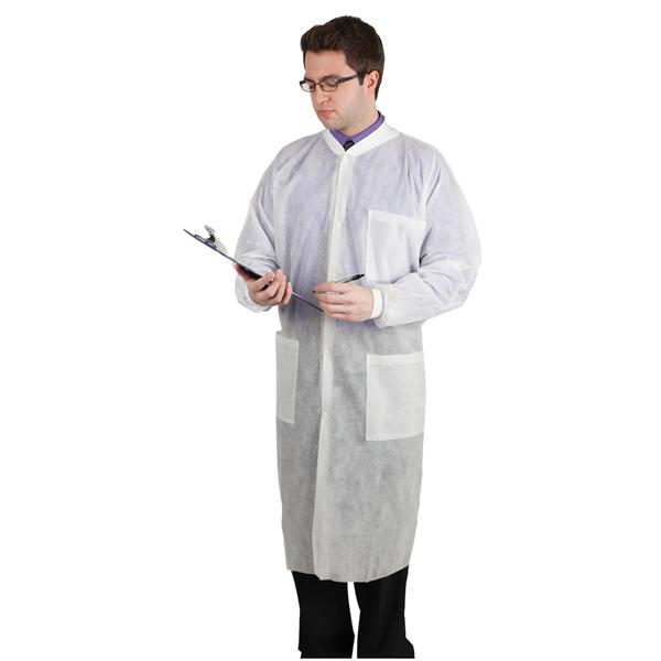 Henry Schein Inc. Gown Lab Disposable Polypropylene Size Large White 10/Pk, 5 PK/CA - 9007596