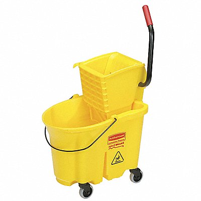 Yellow Plastic Mop Bucket and Wringer 8-3/4 gal.