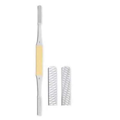 Miltex Raspatory Fomon 8-1/4" Flat #5 Coarse/#6 Coarse Grit Reverse Cutting Tip TC Each - Integra Miltex - 21-382TC
