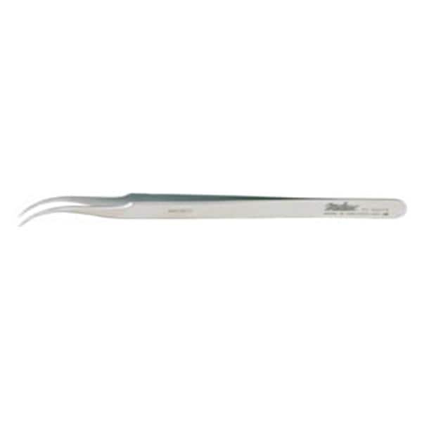 Miltex Forcep Micro Swiss Jewelers 4-1/2" Fn Tp Serrated Crv Flt #7/Micro SS/NMgntc Each - Integra Miltex - 17-307X