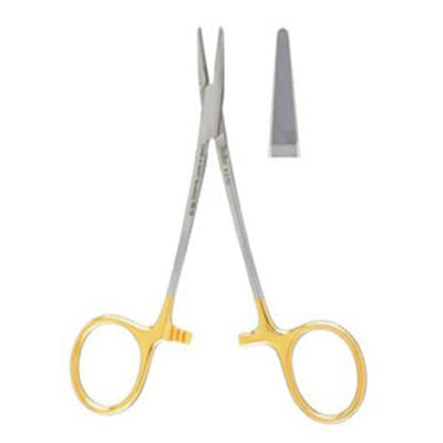 Miltex Holder Needle Par 4-1/2" Serrated Jaw Straight Tungsten Carbide Each - Integra Miltex - 8-3TC