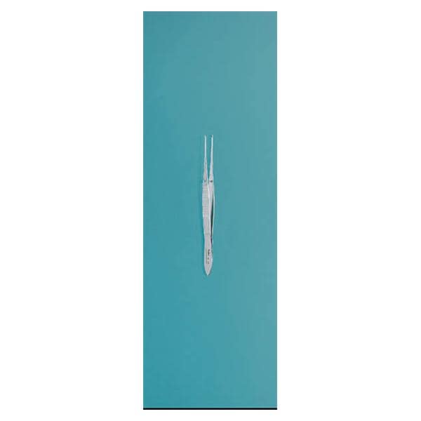 Miltex Forcep Tissue Iris 4" 0.8mm Wide Tip Straight 1x2 Teeth Stainless Steel Each - Integra Miltex - 18-786