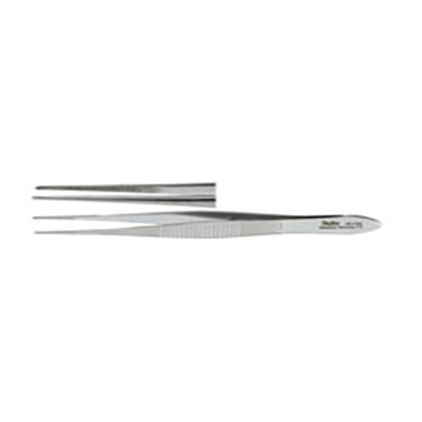 Miltex Forcep Dressing 4" 0.5mm Wide Tip Serrated Tips Straight Stainless Steel Each - Integra Miltex - 18-779