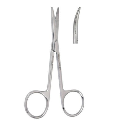 Miltex Scissors Strabismus Vantage 4" Blunt Curved Standard Stainless Steel Each - Integra Miltex - V95-314