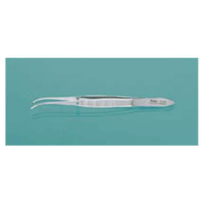 Miltex Forcep Tissue Iris 4" 0.8mm Wide Tip Half Curve 1x2 Teeth Stainless Steel Each - Integra Miltex - 18-788